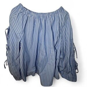 Elegant Blue Striped A-Line Skirt
